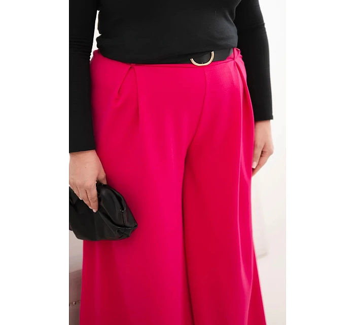 Dámske Plus veľkosť široké nohavice s opaskom Fuchsia