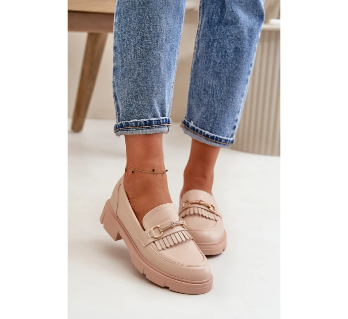 Dámské Mokasíny S Dekorací Eko Kůže Béžové model 21670524 - Boto