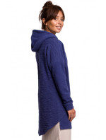 B176 Pletený sveter so zaobleným lemom - indigo