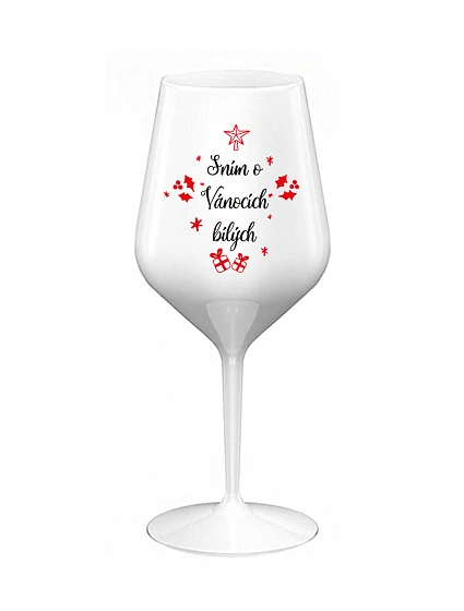 DREAM OF WHITE CHRISTMAS - biely nerozbitný pohár na víno 470 ml