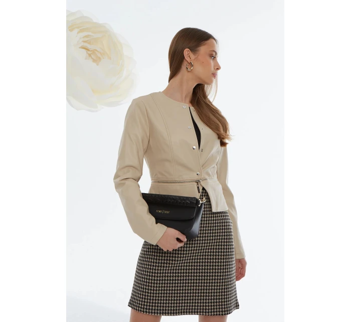 Elegantná kožená bunda JAC0400 beige - Monnari