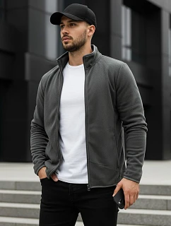 Pánska tmavosivá mikina na zips FashionStreet BX4772