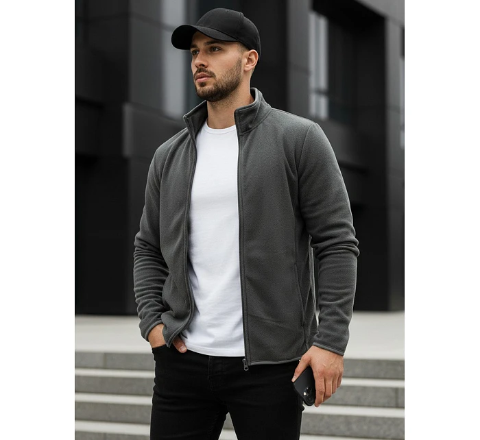 Pánska tmavosivá mikina na zips FashionStreet BX4772