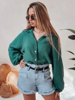 Dámská mušelínová košile oversize zelená model 21989188 - Dstreet