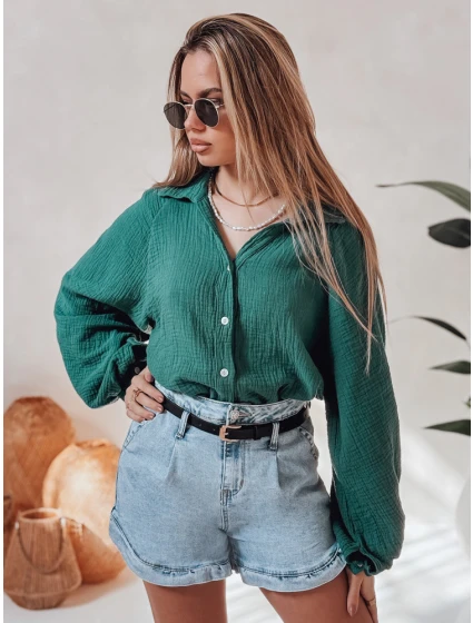 Dámská mušelínová košile oversize zelená Dstreet model 21989188 - FashionStreet
