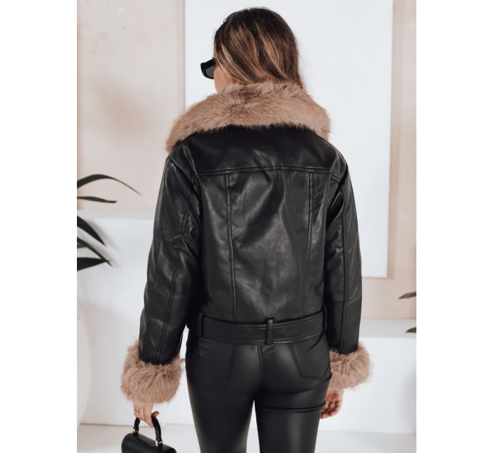 Dámská kožená bunda s kožešinou černá Dstreet model 21991887 - FashionStreet