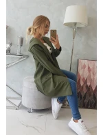 Voľne padnúca khaki bunda s kapucňou