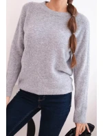 Dámsky detský sveter z alpaky s dlhými rukávmi svetlo sivý