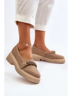 Zazoo 3429/W Damskie Zamszowe Mokasyny Z Ozdobą Beżowe