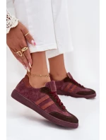 Zazoo N1068 Zamszowe Niskie Sneakersy Damskie Bordowe