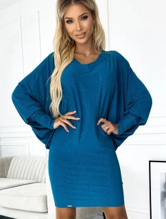 Dámské netopýří šaty model 20777008 tyrkysové - numoco