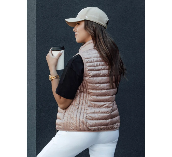 Dámská prošívaná vesta se stojáčkem růžová Dstreet model 21979308 - FashionStreet