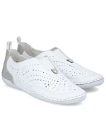 Dámská kožená prolamovaná nazouvací obuv bílá Rieker 43663-80