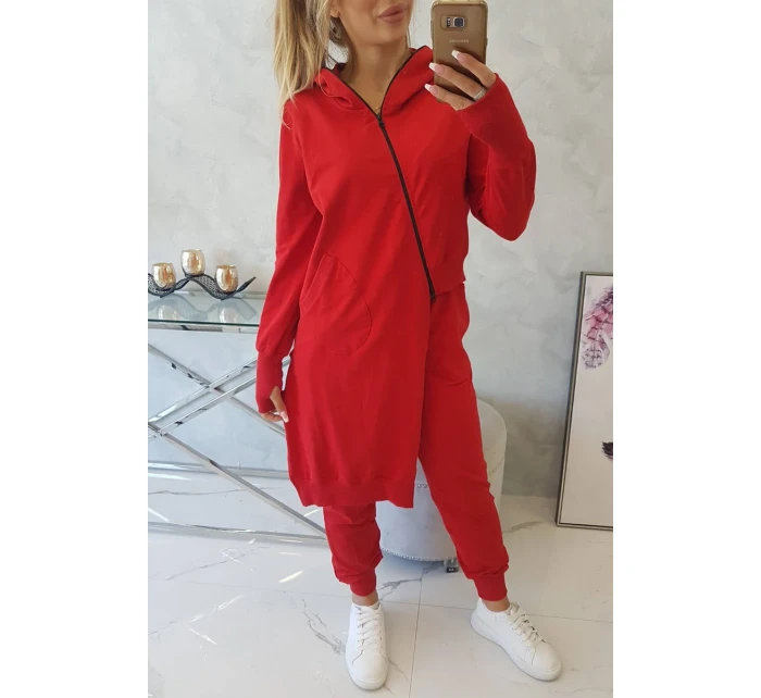 Súprava mikín s dlhšími stranami červená