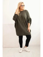 Dámský svetr Plus Size s model 21798603 pončo khaki - K-Fashion Dámský svetr Plus Size s model 21798603 pončo khaki - K-Fashion