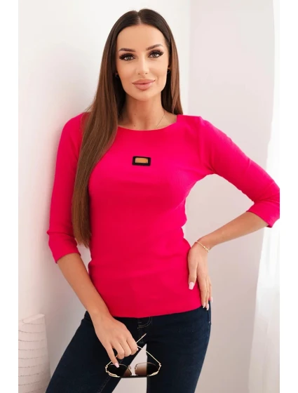 Dámská pruhovaná halenka s 3/4 rukávem a ozdobnou nášivkou fuchsie Dámská pruhovaná halenka s 3/4 rukávem a ozdobnou nášivkou fuchsie