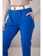 Dámske bavlnené nohavice s opaskom a rozšírenými nohavicami v karmínovej farbe