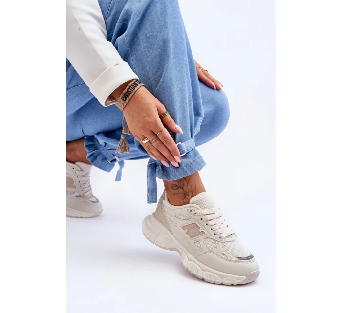 Modne Damskie Buty Sportowe Z Siateczką Beżowe Venice