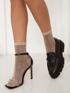 Wzorzyste Skarpetki Damskie Beżowe