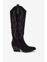 Dámské Boty S Dekorací Na Podpatku Černé model 21704704 - Boto