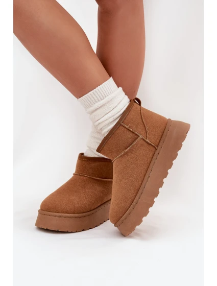 Dámské Sněhule Na Platformě Zateplené Kožíškem Camel model 21705239 - Boto