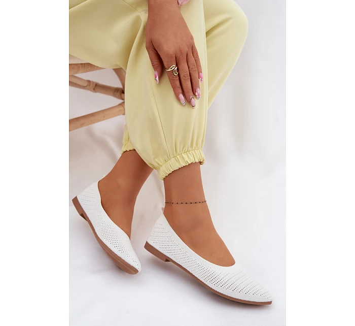 Síťované Materiálové Baleríny Dámské Bílé Sarina Síťované Materiálové Baleríny Dámské Bílé Sarina