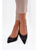 Dámske lodičky s ozdobnými detailmi Amelora - čierne Dámske lodičky s ozdobnými detailmi Amelora - čierne