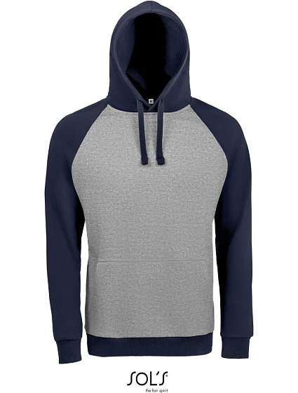 SOL'S Seattle Unisex dvojfarebná mikina s kapucňou a raglánovými rukávmi 25.2998 šedá melírovaná/french navy