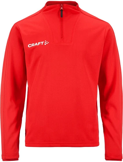 Craft Teamwear Evolve 2.0 Half Zip Jr Detská tréningová bunda s 1/4 zipsom 82.4764 jasne červená Craft Teamwear Evolve 2.0 Half Zip Jr Detská tréningová bunda s 1/4 zipsom 82.4764 jasne červená