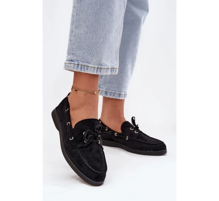 Półbuty Mokasyny Damskie Z Wiązaniem Czarne Calivra Półbuty Mokasyny Damskie Z Wiązaniem Czarne Calivra