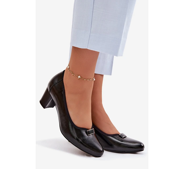 Lodičky na podpatku model 22100861 Černé - VINCEZA