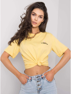Žlté dámske tričko s výšivkou
