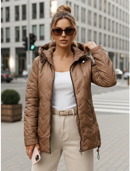 Dámska prechodná bunda TY5608 hnedá - FashionStreet Dámska prechodná bunda TY5608 hnedá - FashionStreet