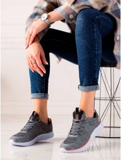 Dizajnové šedo-strieborné dámske tenisky bez podpätku