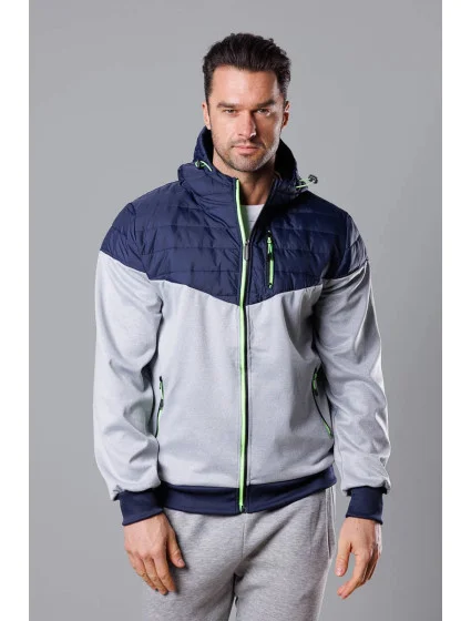 Tmvo modro-limetková pánska športová bunda z rôznych spojených materiálov (8M901-215)