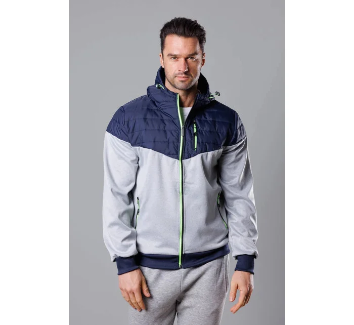 Tmvo modro-limetková pánska športová bunda z rôznych spojených materiálov (8M901-215)