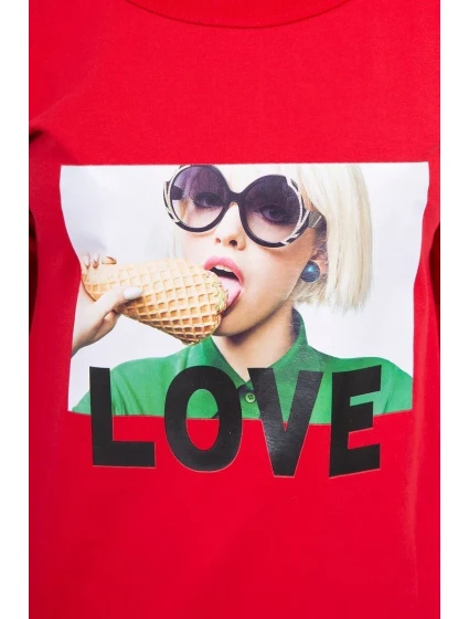 Šaty s milostnou potlačou červené