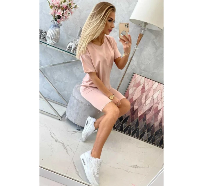 Komplet top+legginsy ciemny pudrowy róż