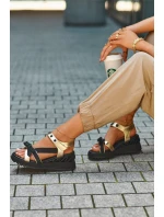 Sandały Damskie Z Kokardką D&A CR956 Złote