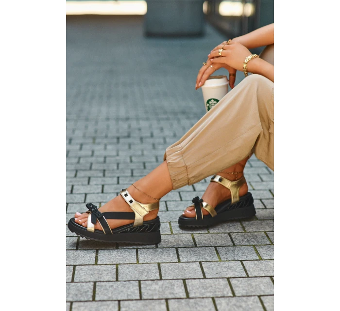 Sandały Damskie Z Kokardką D&A CR956 Złote