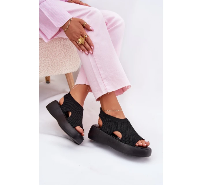 Sandały Damskie Na Platformie Czarne Kavira Sandały Damskie Na Platformie Czarne Kavira