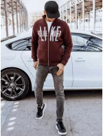 Pánská mikina na zip s potiskem bordó Dstreet model 21966615 - FashionStreet