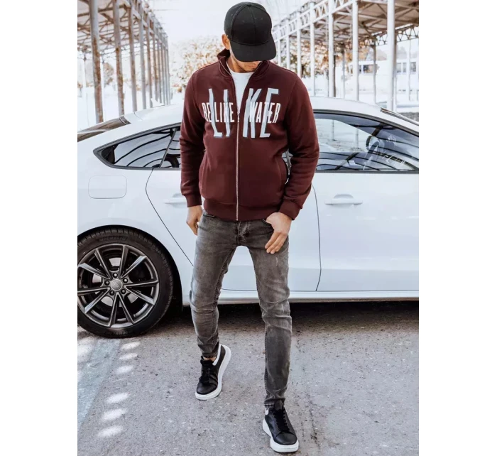 Pánská mikina na zip s potiskem bordó Dstreet model 21966615 - FashionStreet
