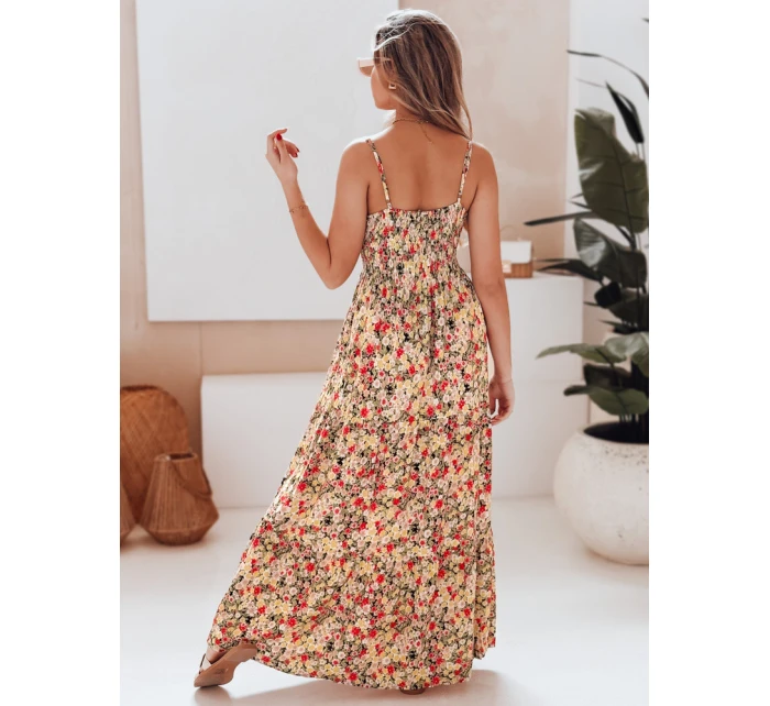 Maxi šaty ve žluté a červené barvě s květy Dstreet model 21990247 - FashionStreet