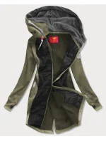 Khaki-čierna dámska dlhá mikina s kapucňou (532)