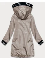 Tenká béžová dámska bunda s ozdobnou lemovkou (B8145-12)