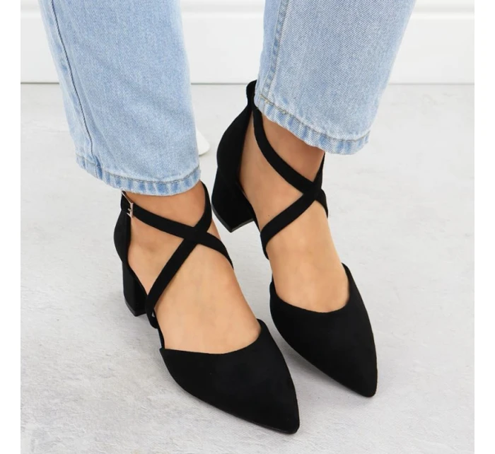 Dámské černé sandály na jehlovém podpatku Sergio model 21905051 - LEONE