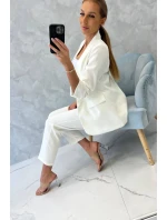 Elegantná súprava saka a nohavíc vo farbe ecru