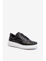 Męskie Buty Sportowe Skórzane Zazoo 1544 Czarne
