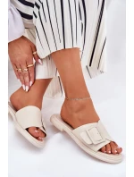 Kožené Dámské Pantofle S Přezkou D&A Béžové model 21691001 - S.Barski